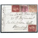 1874 cover with 2x1d, 3d +4d issues addressed to India from Ellon, Aberdeenshire.