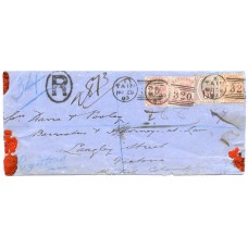 1883 cover with 2x2d, 6d and 1/- issues from Tain, Scotland, addressed to Canada.