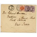 1896 cover with ½d vermilion + 2x1d lilacs addressed to Turks Island from Speanbridge. 