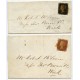 1841 covers with 1d black pl 5 and 1d red-brown pl 8 from Watten, Caithness, Scotland.