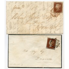 1842 covers with 1d red-brown issues from Invergordon with red-brown and black MCs 