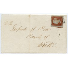 1849 cover with 1d red-brown pl 86 from Invergordon with "lozenge of dots" cancellation..