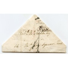 1837 TRIANGULAR cover from Richmond, Surrey, to Dublin with "1" charge h/s