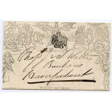 1843 1d Mulready wrapper - “Clerical, Medical and General Life Assurance Society”  from Aberystwyth