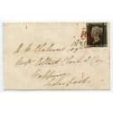 1840 cover 1d grey-black pl. 2  BE to Liverpool with“Poulton / Penny Post” h/s +Preston MX