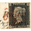 1840 cover 1d grey-black pl. 2  BE to Liverpool with“Poulton / Penny Post” h/s +Preston MX
