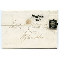 1840 an entire wrapper from Norfolk with 1d black issue from plate 9 GE  placed on the back of the wrapper acting as a seal
