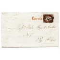 1845 wrapper 1d red brown Pl.50 CORNHILL and "66" cancel