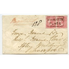 1857 reg. cover with pair 4d rose-carmine CHARLOTTE PLACE Scots Local cancel