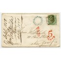 Ireland RARE 1858 cover to U.S.A. with SCARVA udc and  1856 1s green