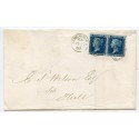 1860 cover to Hull with pair 2d blue pl 8 neatly tied by a London duplex for JY 17 60