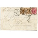 RARE 1872 cover with1871 3d rose pl 7 + pair 1872 6d chestnut pl11  London to Manila, PHILIPPINES