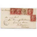RARE 1872 cover Skibbereen, Ireland, to Australia with 4 x 1d red, 6d chestnut tied cds