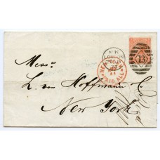Scarce 1873 4d vermilion single franking cover London to New York