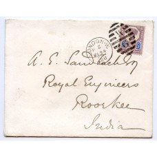 1887 5d dull purple and blue die 1 “Jubilee”, on cover London to India