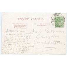 1907 KEVII ½d on SS Columba card addressed with “GK & Ardrishaig Packet” “Columba” cds