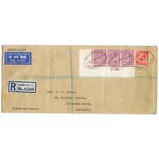 1931 strip 3 x 6d, 1d airmail service London to Australia