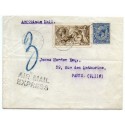 Rare 1919 Express airmail cover to France with BW 2/6 pale brown Seahorse
