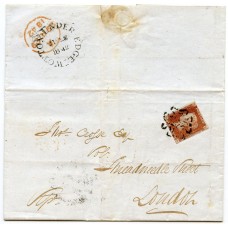 Rare 1842 WOTTON-UNDER-EDGE Maltese Cross on 1d red-brown cover to London