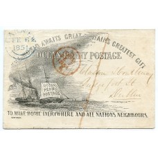 RARE 1851 Gilpin's “Ocean Penny Postage” env. CARNEW Ireland to Dublin