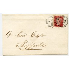 RARE 1857 Pearson-Hill Experimental Machine d.s on 1857 1d cover to Sheffield 