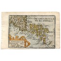 c1620 Hand coloured map of Caithness + Orkney Isles by Pieter van der Keere.