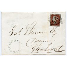 1845 cover with 1d red-brown to Glenlivat bearing "Lossiemouth" local handstamp. 