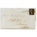 1840 cover with 1d black pl 6 from Kingussie, Inverness-shire, with double cancellation.