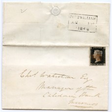1840 cover with 1d black pl 2 from Fort William, to Inverness with red Maltese cross.