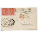 1861 cover with a pair of 4d issues to France, with boxed "Peterhead/Ship Letter" mark.