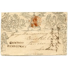 1840 1d Mulready envelope CAWDOR PENNY POST, Scotland, to London.