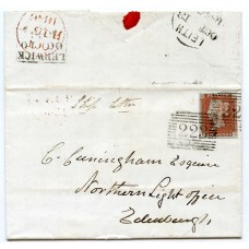 1846 cover with 1d red-brown from Lerwick manuscript "Ship Letter".