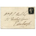1841 cover with 1d black pl 1b from Huntly, addressed to Edinburgh.