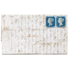 1840 cover, 2d blue pl 1 pair cancelled by the Aberdeen "ruby" Maltese cross.