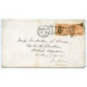 1878 cover with 8d pair cancelled by the Huntly, Scotland, duplex to Japan.