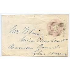 1846 1d pink postal stationery envelope from Lochmaddy, North Uist to Glasgow.