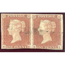 1841 1d red-brown pair with "Ollaberry", Shetland Isles, type 1 Scots Local h/s