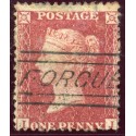 1857 1d rose-red with "Forgue" Aberdeenshire, type V Scots Local handstamp.