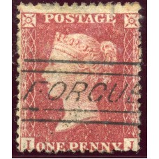 1857 1d rose-red with "Forgue" Aberdeenshire, type V Scots Local handstamp.