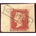 1857 1d rose-red issue with "Gartly" Aberdeenshire, type VIII Scots Local mark.