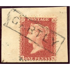 1857 1d rose-red issue with "Gartly" Aberdeenshire, type VIII Scots Local mark.