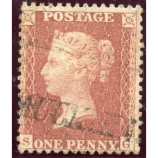 1857 1d rose-red with "Muchalls" Kincardineshire, type XIII Scots Local mark.