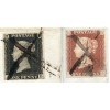 1841 covers bearing 1d black and 1d red from Tonque, with manuscript cancellations.