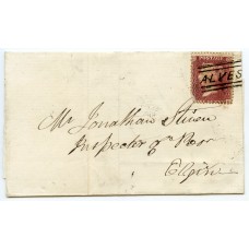 1859 cover with 1d with type V "Alves" Scots Local Handstamp.