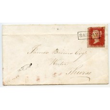 1858 cover with 1d with type VIII "Sanday" Orkney Islands, Scots Local handstamp.