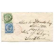 1869 cover from Prince Edward Island addressed to Isle of Skye with 3d and 6d issues.