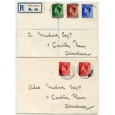 1936 covers with ½d, 1½d and 2½ds and 2 x 1d Edward VIII issues on First Day Covers.