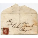 1858 cover -1d with type VIII "Barra" Island of Barra, Scots Local namestamp.