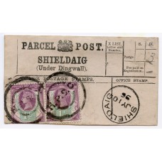 1896 Shieldaig, Parcel Post label, Highland Parcels Sorting Carriage, h/stamp