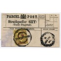 1895 Strathpeffer, Parcel Post Label, Highland Sorting Carriage handstamp. 